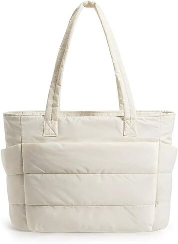 Women's Tote Bag, High-Appearance Large-Capacity Multi-Pocket Shoulder Bag for Casual Travel & Daily Storage(Beige) in Saudi Arabia