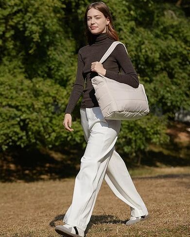Women's Tote Bag, High-Appearance Large-Capacity Multi-Pocket Shoulder Bag for Casual Travel & Daily Storage(Beige) in Saudi Arabia