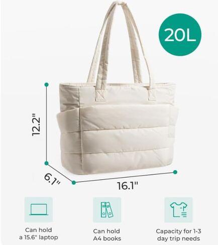 Women's Tote Bag, High-Appearance Large-Capacity Multi-Pocket Shoulder Bag for Casual Travel & Daily Storage(Beige) in Saudi Arabia