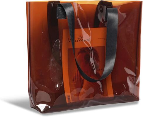 Jelly Tote Clear Amber Large with Wide Strap Jelly Purse Waterproof Pvc Beach Minimalist Aesthetic Bag for Woman in Saudi Arabia