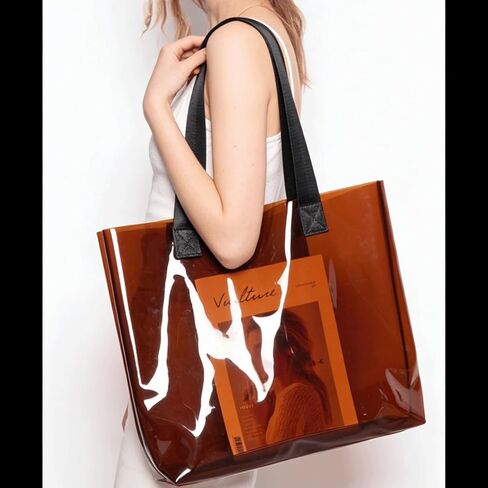 Jelly Tote Clear Amber Large with Wide Strap Jelly Purse Waterproof Pvc Beach Minimalist Aesthetic Bag for Woman in Saudi Arabia