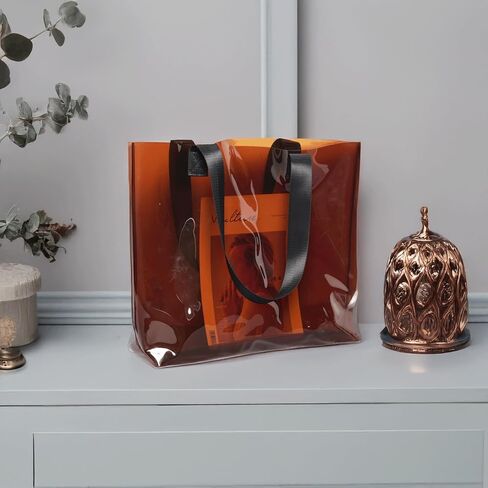 Jelly Tote Clear Amber Large with Wide Strap Jelly Purse Waterproof Pvc Beach Minimalist Aesthetic Bag for Woman in Saudi Arabia