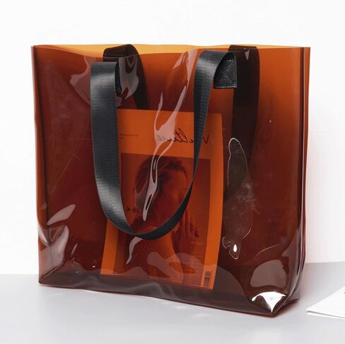 Jelly Tote Clear Amber Large with Wide Strap Jelly Purse Waterproof Pvc Beach Minimalist Aesthetic Bag for Woman in Saudi Arabia