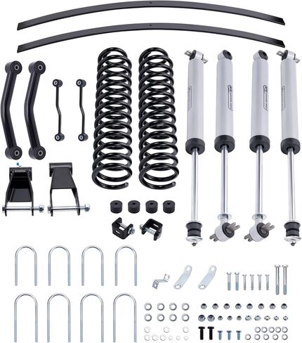 BFO 4.5" Lift Kit for Jeep Cherokee XJ 2WD 4WD 1984-2001, Front Lift Coil Spring + Rear Add-a-Leaf + High Pressure Nitrogen Shock + Front LCA in Kuwait