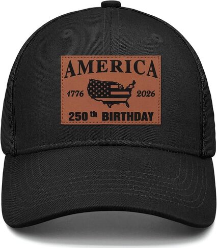 الذكرى 250th الولايات المتحدة الأمريكية قبعة سائق الشاحنة العلم رقعة من الجلد 1776-2026 قبعة وطنية قابلة للتعديل للرجال والنساء in Saudi Arabia