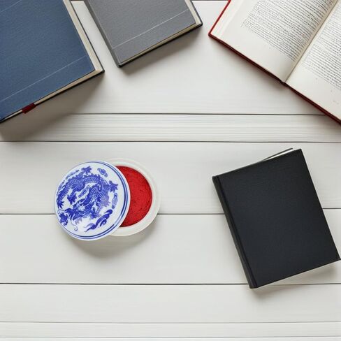 ختم الصينية Yinni الوسادة الخط ختم اللوحة الحمراء معجون الحبر الأزرق والأبيض الخزف ختم مربع لمستلزمات اللوحة ختم الاسم 2PCS 6.5 سم وسادة الحبر in Kuwait