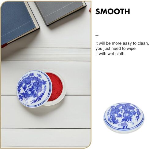 ختم الصينية Yinni الوسادة الخط ختم اللوحة الحمراء معجون الحبر الأزرق والأبيض الخزف ختم مربع لمستلزمات اللوحة ختم الاسم 2PCS 6.5 سم وسادة الحبر in Kuwait