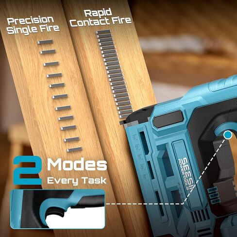 Seesii Nail Gun يعمل بالبطارية - مسدس أظافر لاسلكي مع بطارية 4Ah للنجارة والتأطير والمشاريع اليدوية، مقاس 18، 2 × 21 فولت بحد أقصى بطاريات ليثيوم أيون، شاحن و1000 مسمار براد متضمن in Kuwait