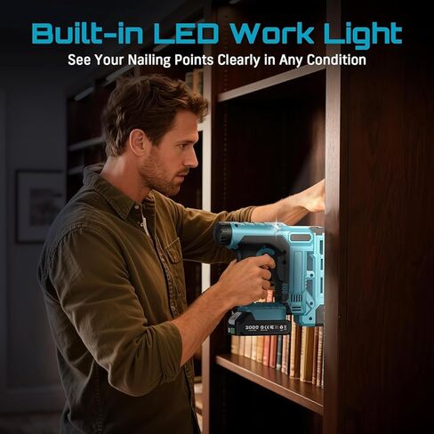 Seesii Nail Gun يعمل بالبطارية - مسدس أظافر لاسلكي مع بطارية 4Ah للنجارة والتأطير والمشاريع اليدوية، مقاس 18، 2 × 21 فولت بحد أقصى بطاريات ليثيوم أيون، شاحن و1000 مسمار براد متضمن in Kuwait