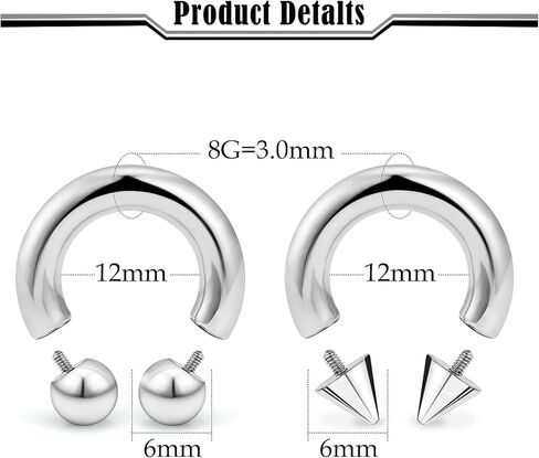 20G-00G Septum Rings horseshoes Nose Rings Hoops 316L Surgical Steel Snake Bites Lip Nipple Ring Cartilage Tragus Helix Rook Conch Daith Earrings Pa Piercing Jewelry for Women Men in Saudi Arabia