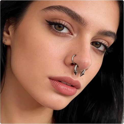 20G-00G Septum Rings horseshoes Nose Rings Hoops 316L Surgical Steel Snake Bites Lip Nipple Ring Cartilage Tragus Helix Rook Conch Daith Earrings Pa Piercing Jewelry for Women Men in Saudi Arabia