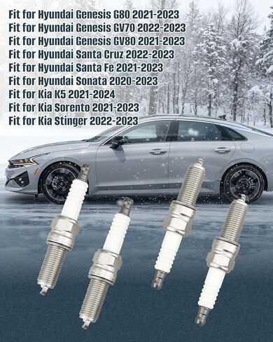 4 قطع قابس شرارة تناسب Hyundai Genesis G80/GV70/GV80 Santa Sonata، تناسب Kia K5 Sorento Stinger Select Years، استبدال 18875-09085 1887509085 in Saudi Arabia