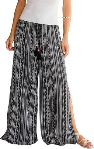 CUPSHE Women's Wide Leg High Waist Palazzo Pants with Side Slit, Spring Summer Flowy Beach Casual Trousers in Saudi Arabia