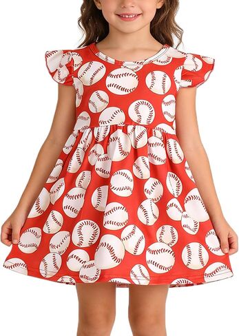 Toddler Girls Casual Dress Farm Animal Horse Print Dresses Flutter Sleeve Clothes 2-8Y in Kuwait
