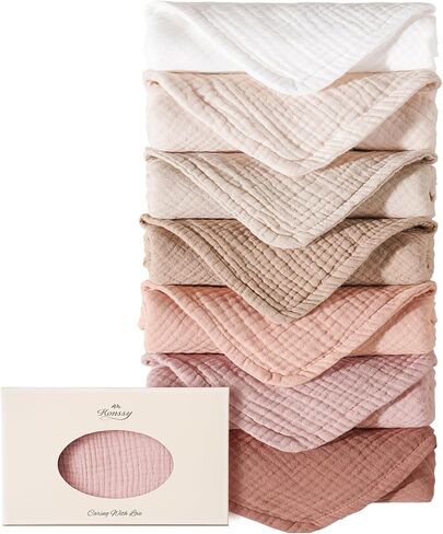 Konssy Muslin Baby Burp Cloths Sets for Unisex- 7 Pack Soft 100% Cotton Burping Clothes for Newborn，Baby Girls and Boys in Kuwait