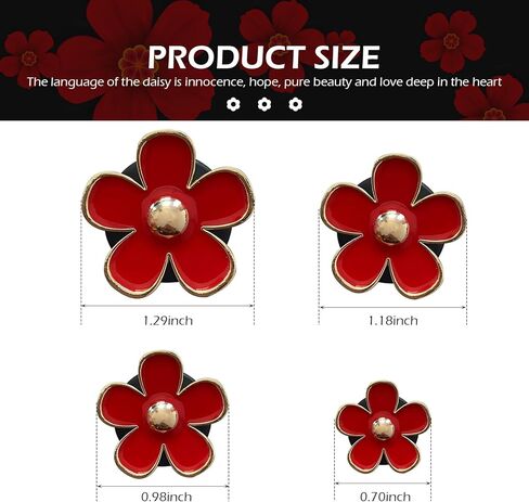 4 PCS Daisy Flower Car Air Freshener Vent Clips, Cute Car Accessories Air Conditioning Outlet Clips for Women, Universal Charm Interior Decor (Red) in Saudi Arabia