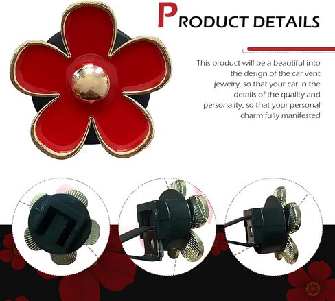 4 PCS Daisy Flower Car Air Freshener Vent Clips, Cute Car Accessories Air Conditioning Outlet Clips for Women, Universal Charm Interior Decor (Red) in Saudi Arabia