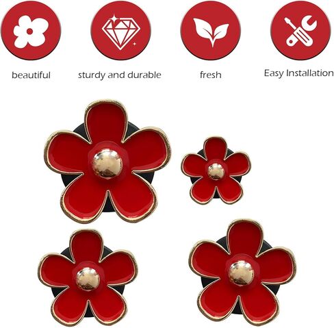 4 PCS Daisy Flower Car Air Freshener Vent Clips, Cute Car Accessories Air Conditioning Outlet Clips for Women, Universal Charm Interior Decor (Red) in Saudi Arabia
