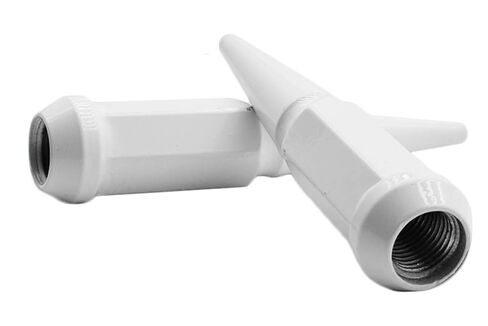 24 Pc Powder Coated Gloss White Spike Lug Nuts | M14x1.5 | 4.5 inch Tall | 1 Piece Construction | Compatible with Silverado Sierra Tahoe Suburban Silverado Blazer Colorado + More in Saudi Arabia
