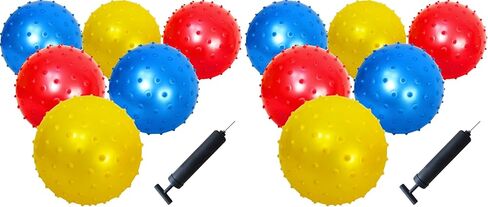 AppleRound 6-Pack of 7-inch Knobby Balls with 1 Air Pump - Fun Sensory Balls, Party Favors, Inflatable Bouncy Balls in Saudi Arabia