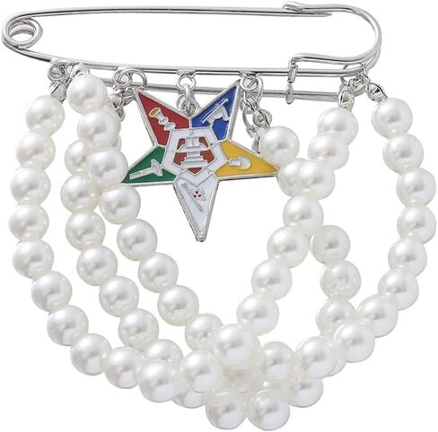 Elegant Layers Pearl OES Brooch Pin for Women Order of the Eastern Star Group Organizaiton Jewelry Inspired for meeting events conferences in Saudi Arabia