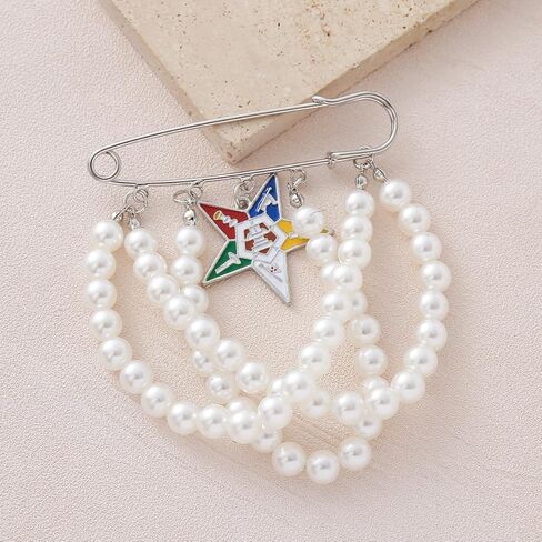 Elegant Layers Pearl OES Brooch Pin for Women Order of the Eastern Star Group Organizaiton Jewelry Inspired for meeting events conferences in Saudi Arabia