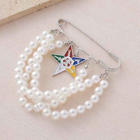 Elegant Layers Pearl OES Brooch Pin for Women Order of the Eastern Star Group Organizaiton Jewelry Inspired for meeting events conferences in Saudi Arabia