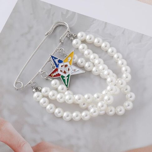 Elegant Layers Pearl OES Brooch Pin for Women Order of the Eastern Star Group Organizaiton Jewelry Inspired for meeting events conferences in Saudi Arabia