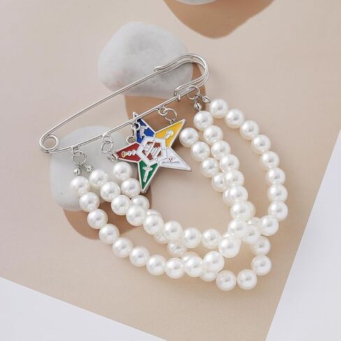 Elegant Layers Pearl OES Brooch Pin for Women Order of the Eastern Star Group Organizaiton Jewelry Inspired for meeting events conferences in Saudi Arabia