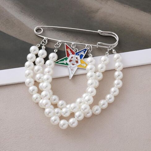 Elegant Layers Pearl OES Brooch Pin for Women Order of the Eastern Star Group Organizaiton Jewelry Inspired for meeting events conferences in Saudi Arabia