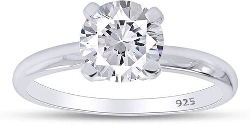 Jewel Zone US Round White Cubic Zirconia Anniversary Solitaire Ring in 925 Sterling Silver (0.25 Carat) in Saudi Arabia