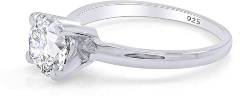 Jewel Zone US Round White Cubic Zirconia Anniversary Solitaire Ring in 925 Sterling Silver (0.25 Carat) in Saudi Arabia