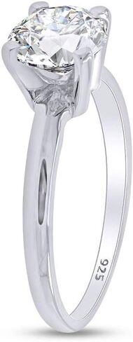 Jewel Zone US Round White Cubic Zirconia Anniversary Solitaire Ring in 925 Sterling Silver (0.25 Carat) in Saudi Arabia