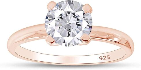 Jewel Zone US Round White Cubic Zirconia Anniversary Solitaire Ring in 925 Sterling Silver (0.25 Carat) in Saudi Arabia