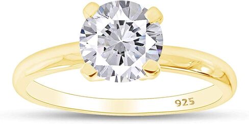 Jewel Zone US Round White Cubic Zirconia Anniversary Solitaire Ring in 925 Sterling Silver (0.25 Carat) in Saudi Arabia