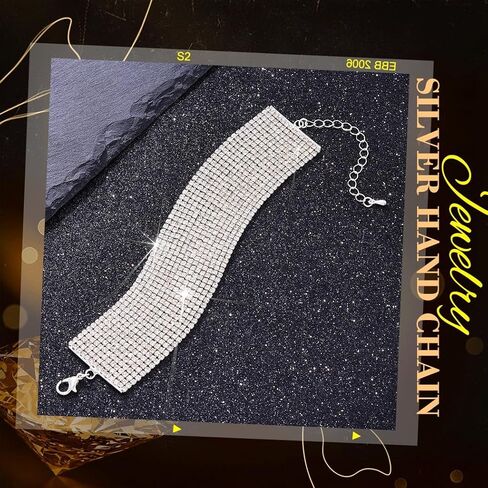 ACEDRE Rhinestone Bracelet Silver Bling Diamond Rows Chain Bracelets Jewelry for Women in Saudi Arabia