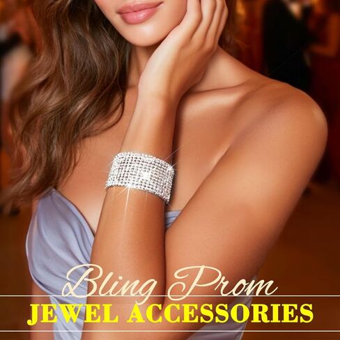 ACEDRE Rhinestone Bracelet Silver Bling Diamond Rows Chain Bracelets Jewelry for Women in Saudi Arabia