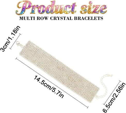 ACEDRE Rhinestone Bracelet Silver Bling Diamond Rows Chain Bracelets Jewelry for Women in Saudi Arabia