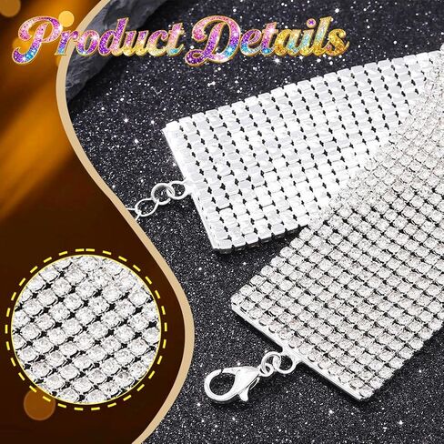 ACEDRE Rhinestone Bracelet Silver Bling Diamond Rows Chain Bracelets Jewelry for Women in Saudi Arabia