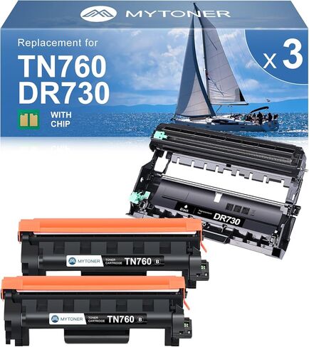 MYTONER Compatible Toner Cartridges Replacement for Brother TN760 TN-760 DR730 Drum Unit TN730 TN-730 for MFC-L2750DW MFC-L2690DW MFC-L2710DW MFC-L2717DW HL-L2350DW Printer (2 Packs Toner, 1 Drum) in Kuwait