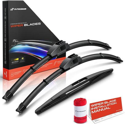 A-Premium 22"+22"+12" Windshield Wiper Blades Compatible with Chevrolet Suburban 1500 2500 Tahoe & Cadillac Escalade - Front Rear Wipers Blade Set with Wear Indicator & Towel (Pack of 3) in Saudi Arabia