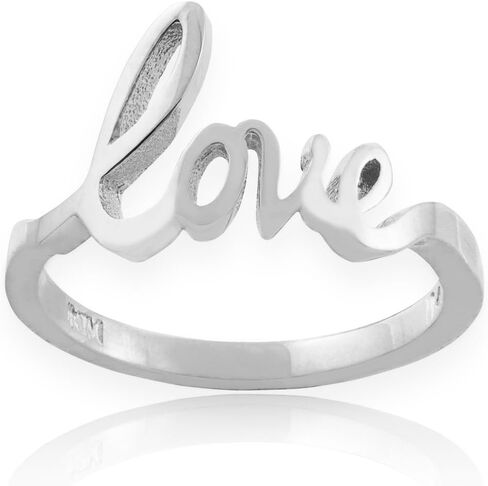 Solid 925 Sterling Silver High Polish Love Script Statement Ring in Kuwait