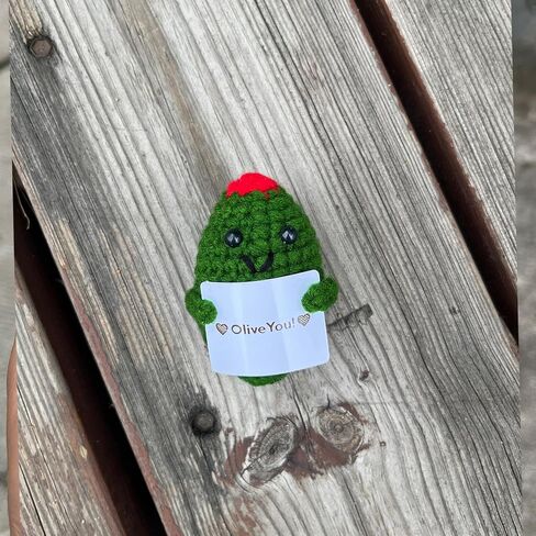 الدعم العاطفي هدايا الزيتون الكروشيه، الزيتون الإيجابي لطيف مضحك بارد مكتب ديكور ديكورات للنساء الرجال in Kuwait