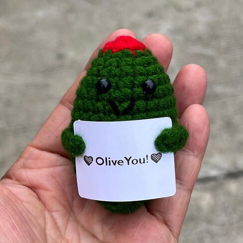 الدعم العاطفي هدايا الزيتون الكروشيه، الزيتون الإيجابي لطيف مضحك بارد مكتب ديكور ديكورات للنساء الرجال in Kuwait