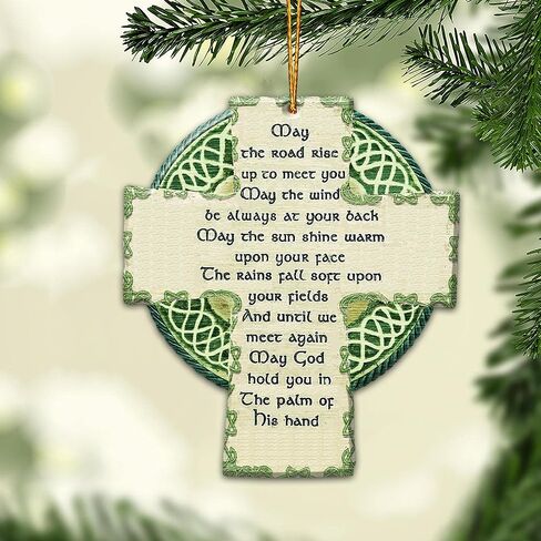 زخرفة كريست الأيرلندية، زخرفة أيرلندية، زينة شجرة عيد الميلاد السلتية، مرآة الرؤية الخلفية للسيارة، إكسسوارات معلقة، يوم القديس باتريك شامروك، العلم الأيرلندي، هدايا الصليب الأيرلندي (07) in Kuwait