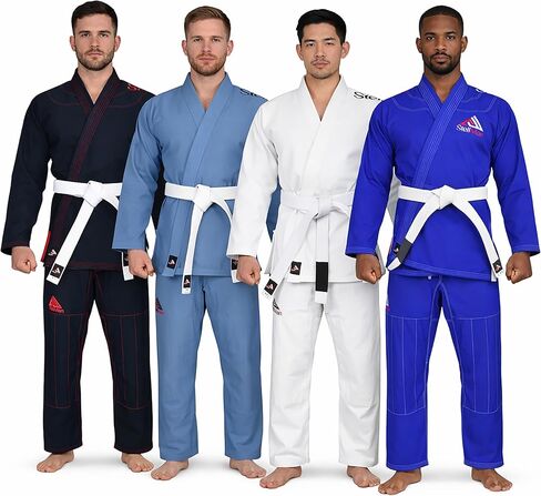 BJJ Brazilian Jiu Jitsu Gi for Men Lightweight Preshrunk Cotton IBJJF Approved Uniform free White Belt in Saudi Arabia
