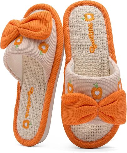 Linen House Slippers Indoor Open Toe Slides Bedroom Lightweight Stawberry Slippers Non Slip For Women Comfort Shoes in Saudi Arabia