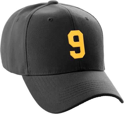 Daxton Structured Baseball Hat Cap Curved Visor Custom Gold Team Number in Saudi Arabia