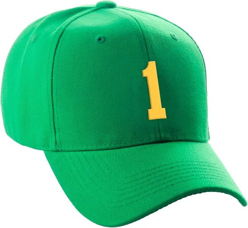 Daxton Structured Baseball Hat Cap Curved Visor Custom Gold Team Number in Saudi Arabia
