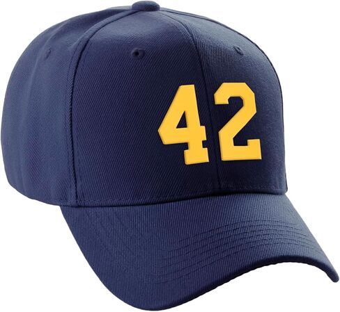 Daxton Structured Baseball Hat Cap Curved Visor Custom Gold Team Number in Saudi Arabia